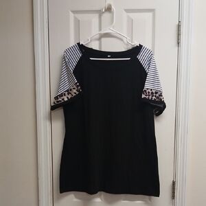 Leopard, Striped, And Solid Print Top Size XL